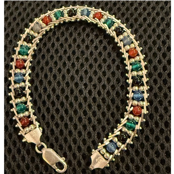 Vintage Milor Italy Sterling Silver Riccio Rolling Colored Glass